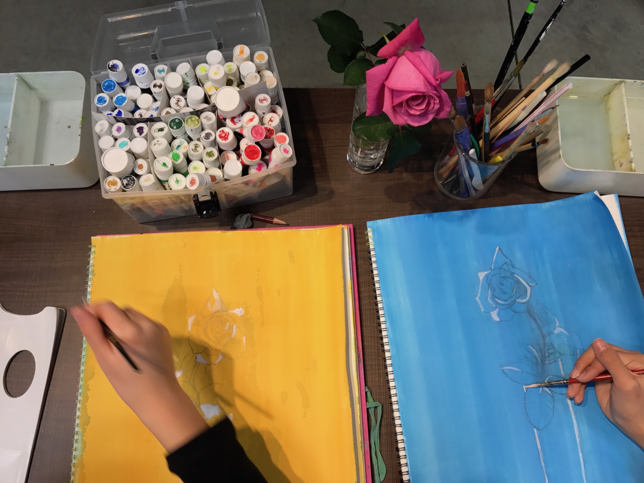 絵画教室ブログ バラを描きました 小学生の生徒さん ブログ 名古屋市千種区 基礎のデッサン 水彩画から洋画 油彩画 日本画まで